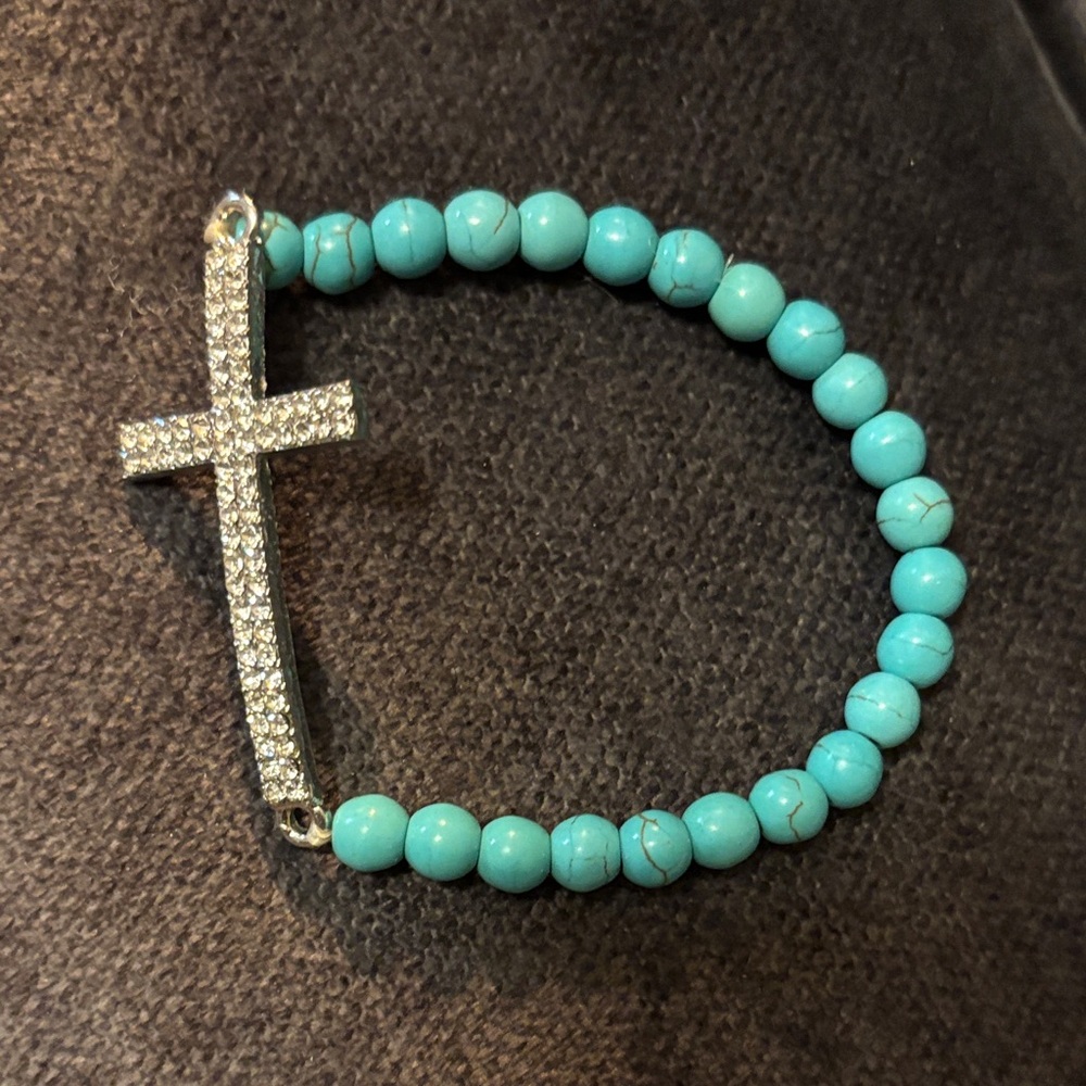 Turquoise Beaded Cross Bracelet